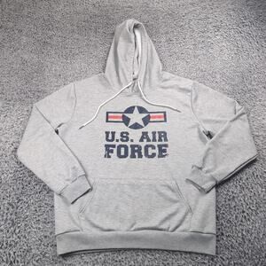 US Air Force Hoodie Men Medium Gray USA Pullover USAF Logo Sweatshirt Patriotic